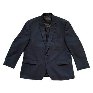 Chaps Blazer Mens 50R Polyester Navy Blue Suit Two Button Jacket Sport Coat